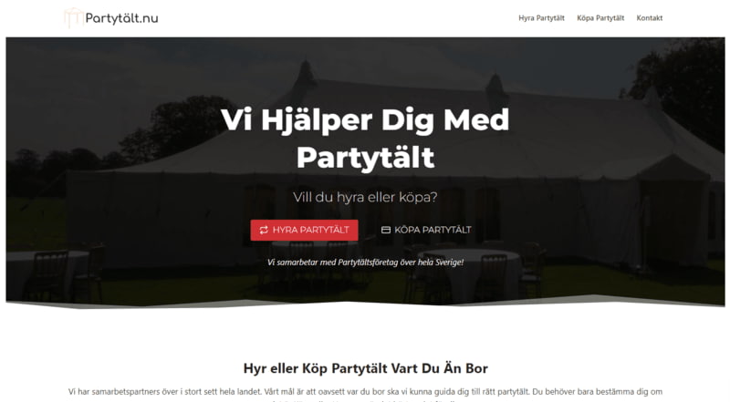 Tjänstesajten Partytält.nu